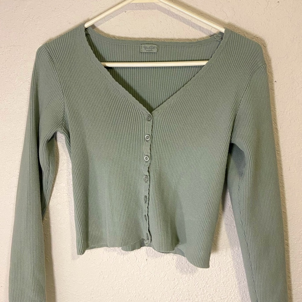 John Galt Green Button-Up Sweater, One-Size